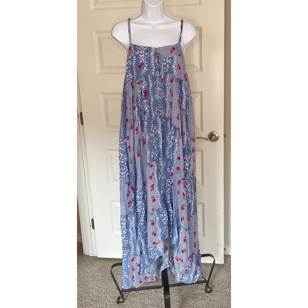 LOVESTITCH POINT BONITA POCKETED HIGH LOW PATCHWORK MAXI DRESS - size med
